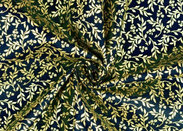 Glitzerranken christmas fabric blue gold